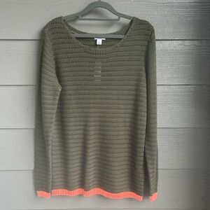 Old Navy Sweater Size L Sheer Knit Green Casual Layers Beachy Coastal Travel